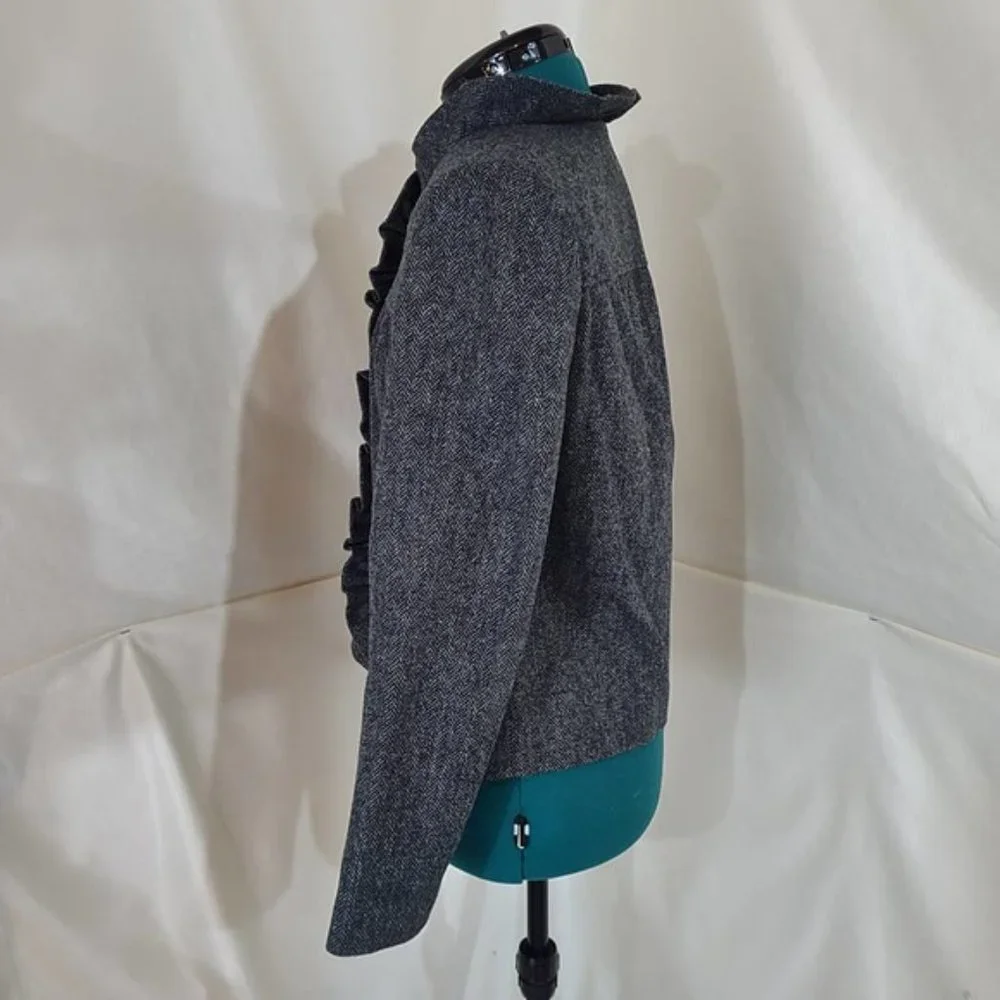 J. Crew Gray Ruffle Jacket - Picture 2 of 8